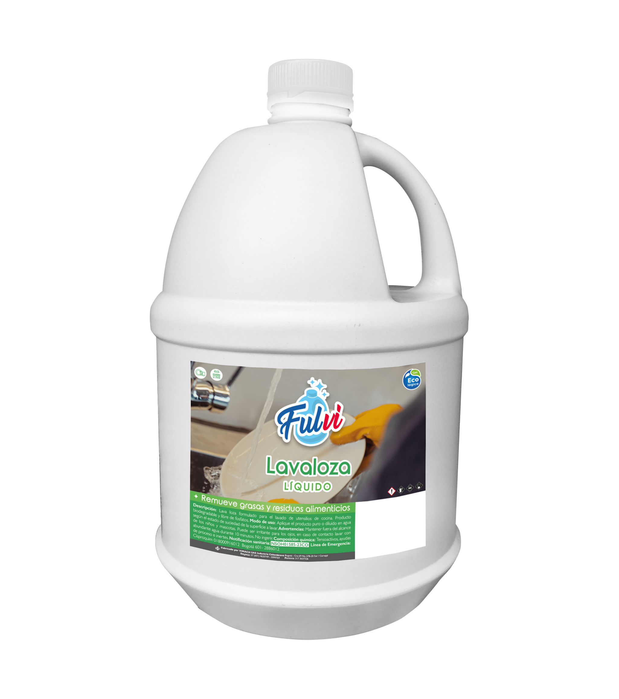 Lavaloza liquido limón FULVI | Galón (3,8 lts)