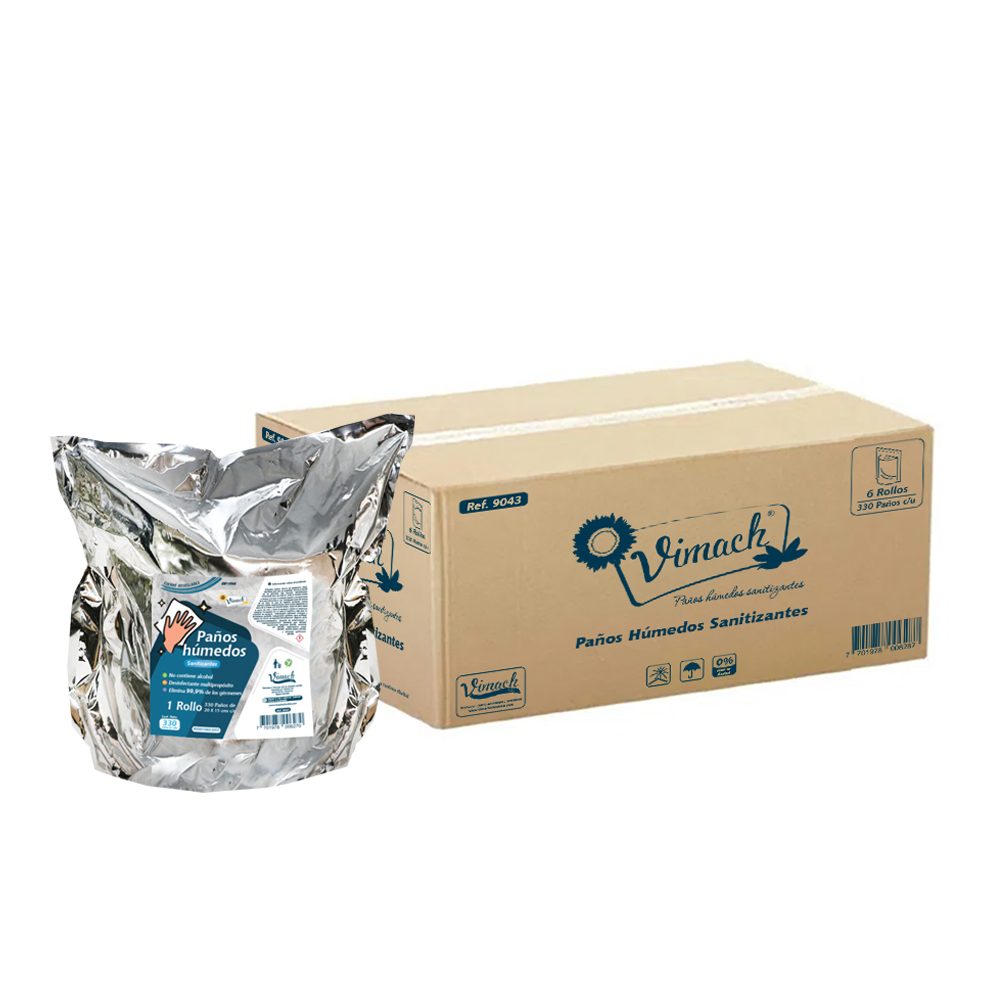 Paños húmedos desinfectante 330 Unds caja x 6 rollos